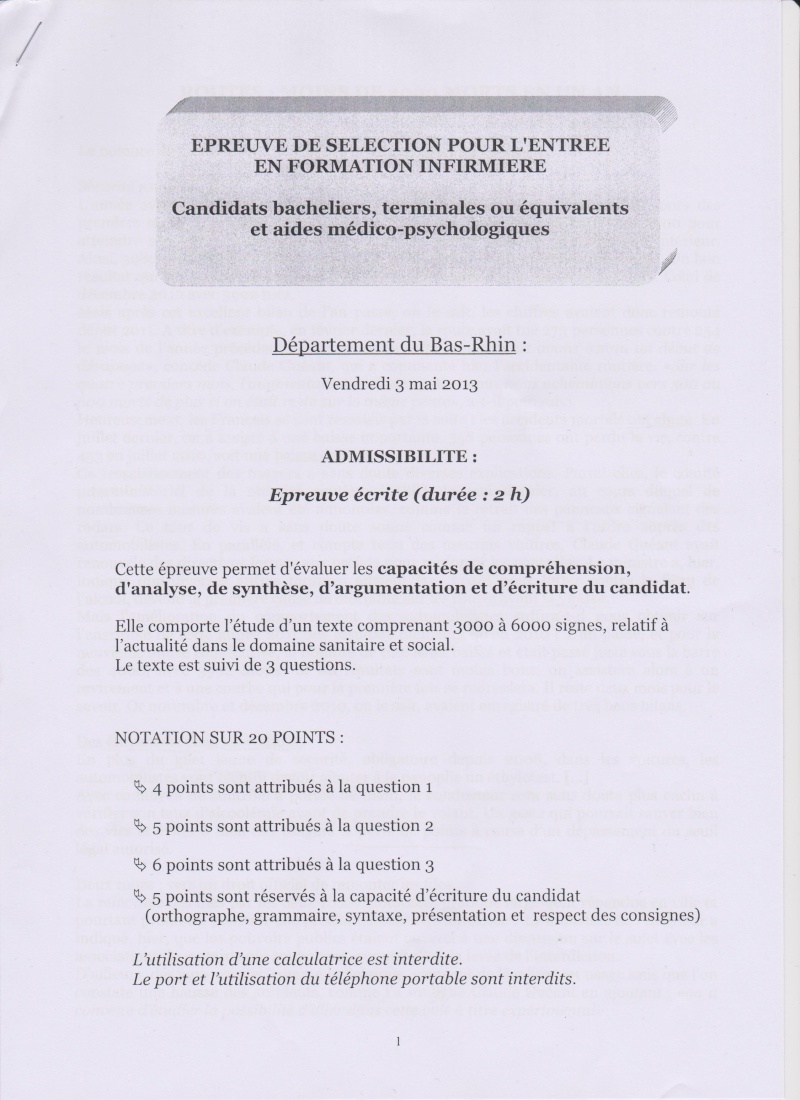 CONCOURS IFSI BASRHIN 2013 ROUTES MOINS DE 4000 MORTS EN UN AN