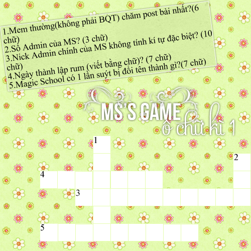 [MS's Game] Giải ô chữ kì 1 110