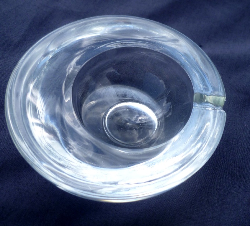 Crystal Glass ashtray with offset circle design P1030910