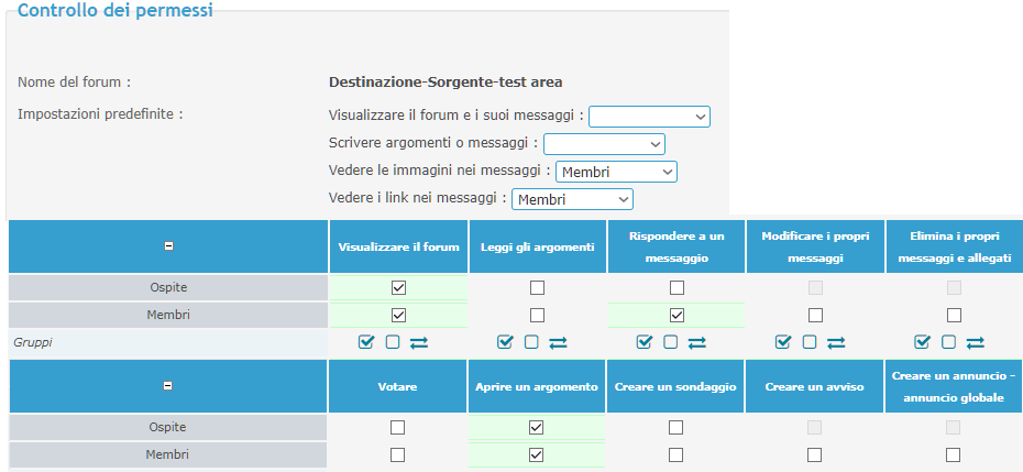 Sezione dove utenti possono pubblicare ma non leggere Config11