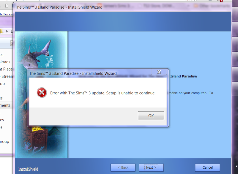 Sims 3 Island Paradise won't update/install (screenshot) Sims10