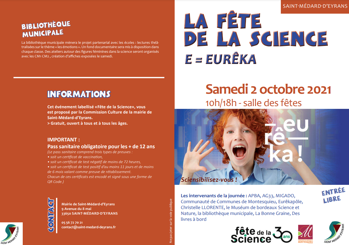 FÊTE DE LA SCIENCE samedi 2 octobre 2021 à Saint-Médard d'Eyrans Progra10