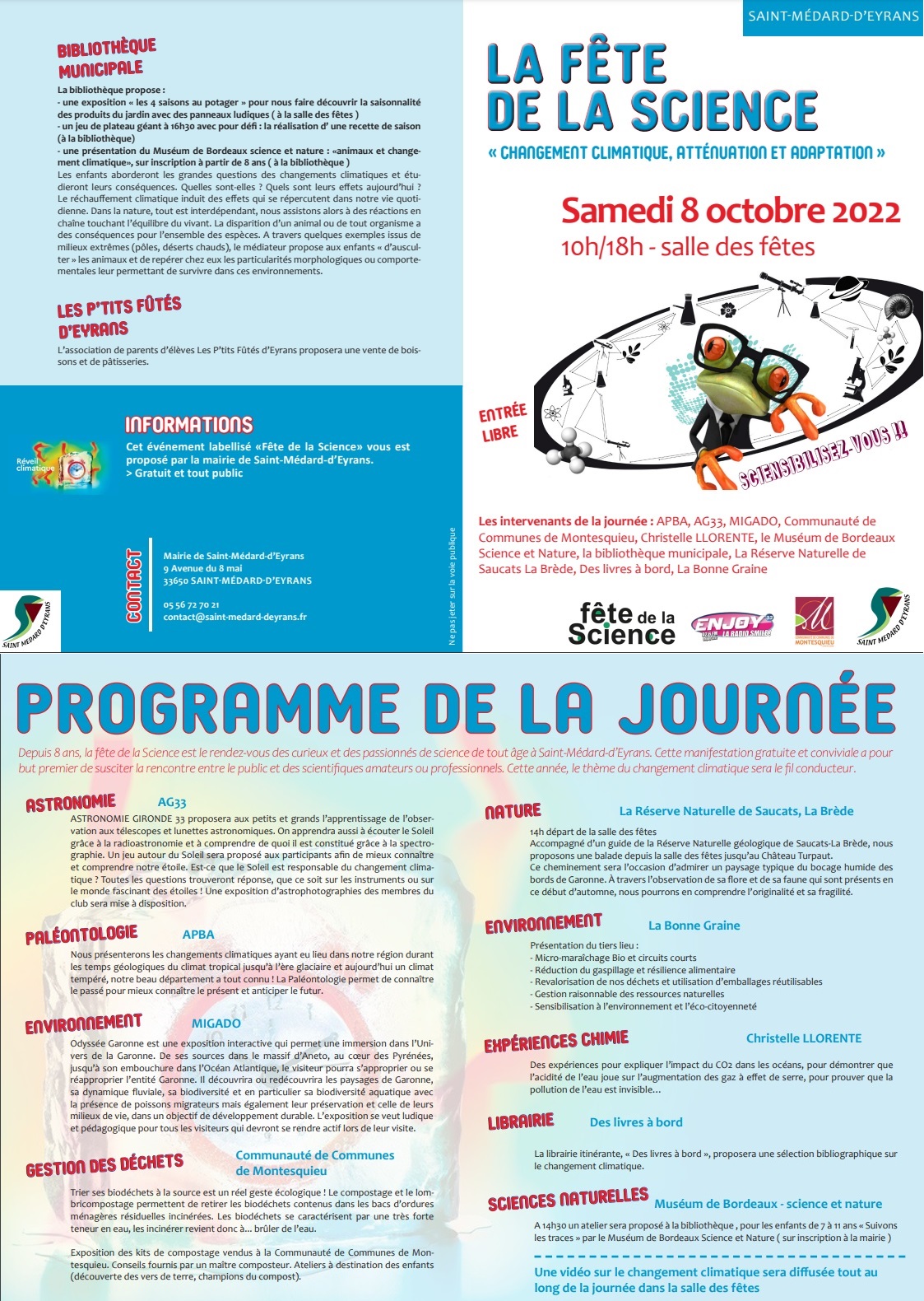 FÊTE DE LA SCIENCE samedi 8 octobre 2022 à Saint-Médard d'Eyrans Sans_t20