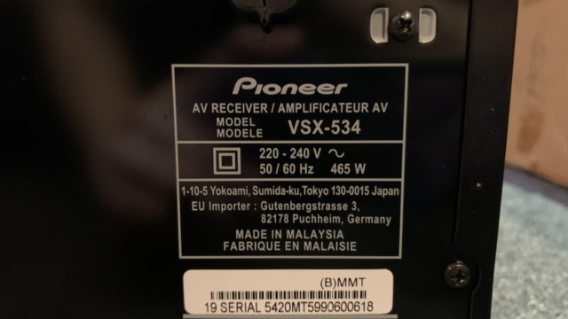 Pioneer VSX-534 5.2-Channel AV Receiver (Used) SOLD Img_2918