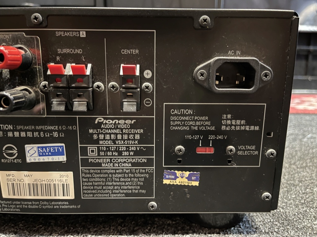 Pioneer VSX-519V-K 5 Channel A/V Receiver (Used) (Faulty Set) Tempi135