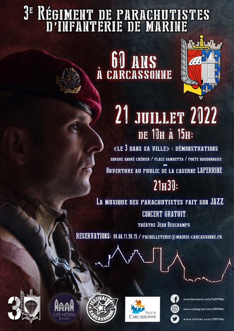 60 ans de l'arrivée du 3° RPIMa à Carcassonne, 21 juillet 2022 Fu0m3a10