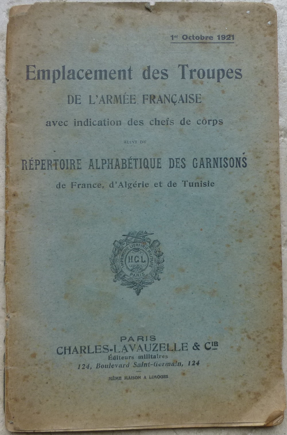 repertoire des unités et table des garnisons 1921 P1090153