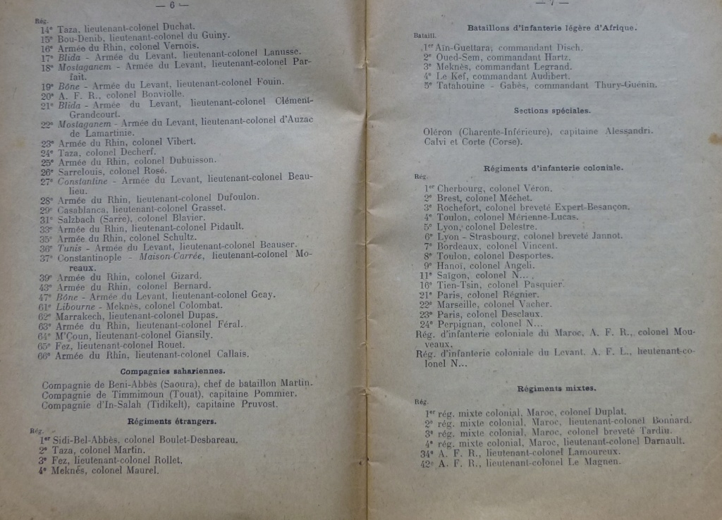 repertoire des unités et table des garnisons 1921 P1090156