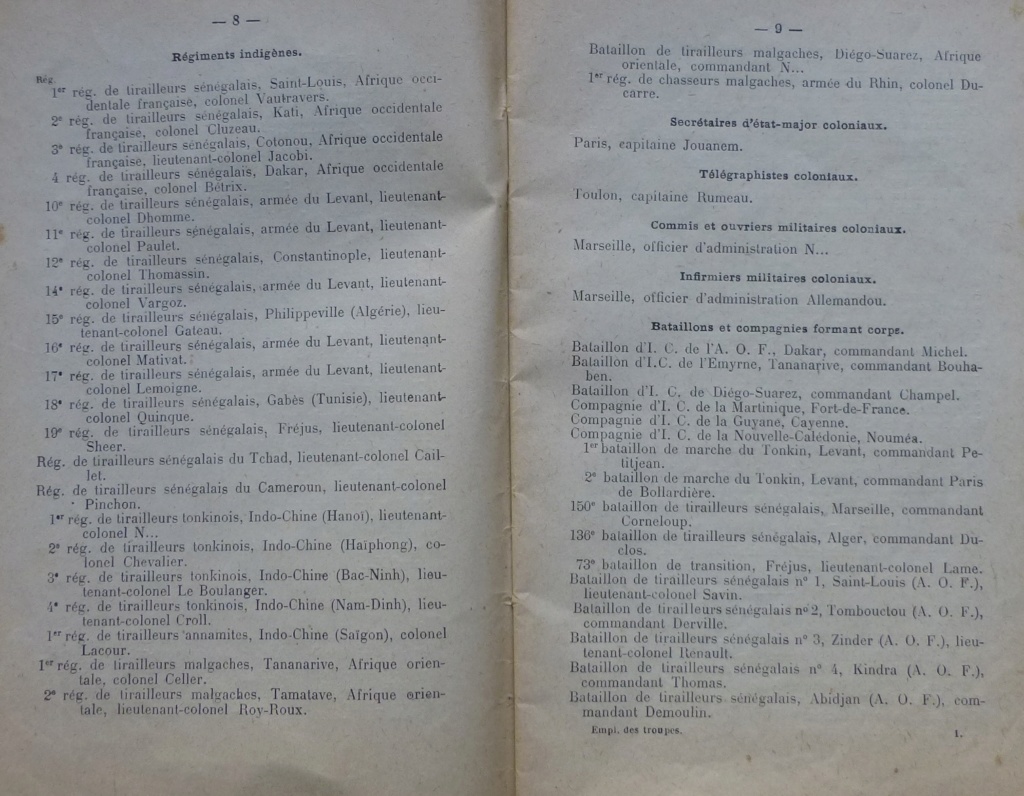 repertoire des unités et table des garnisons 1921 P1090157