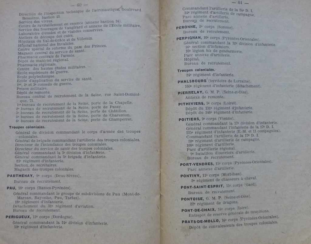 repertoire des unités et table des garnisons 1921 P1090184