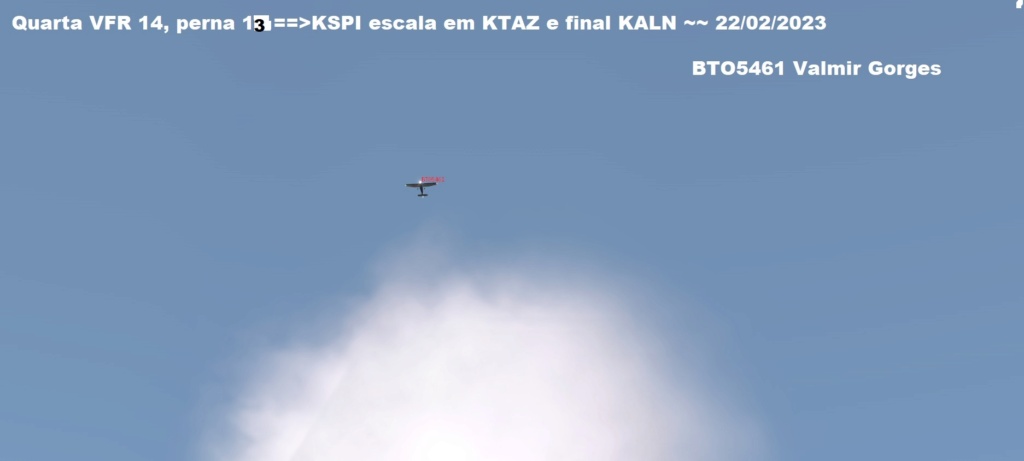 Quarta VFR 14, perna 14 ==>KSPI escala em KTAZ e final KALN ~~ 22/02/2023 Z187