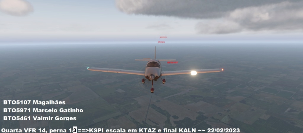 Quarta VFR 14, perna 14 ==>KSPI escala em KTAZ e final KALN ~~ 22/02/2023 Z539