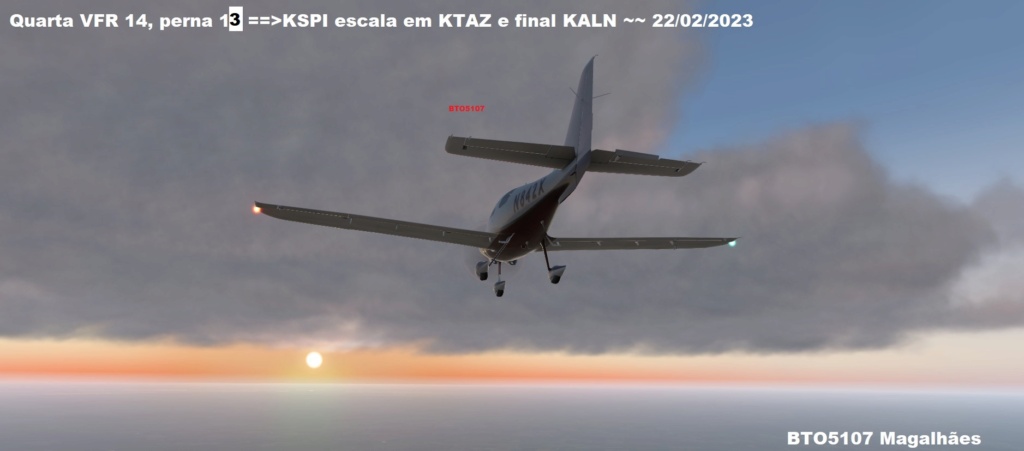 Quarta VFR 14, perna 14 ==>KSPI escala em KTAZ e final KALN ~~ 22/02/2023 Z729