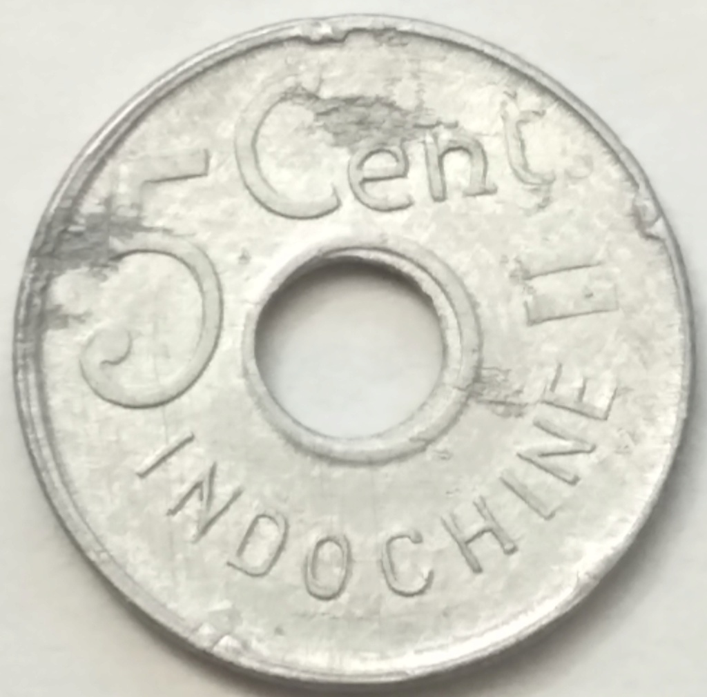 5 Centimes 1943a. Indochina Francesa 1943_510
