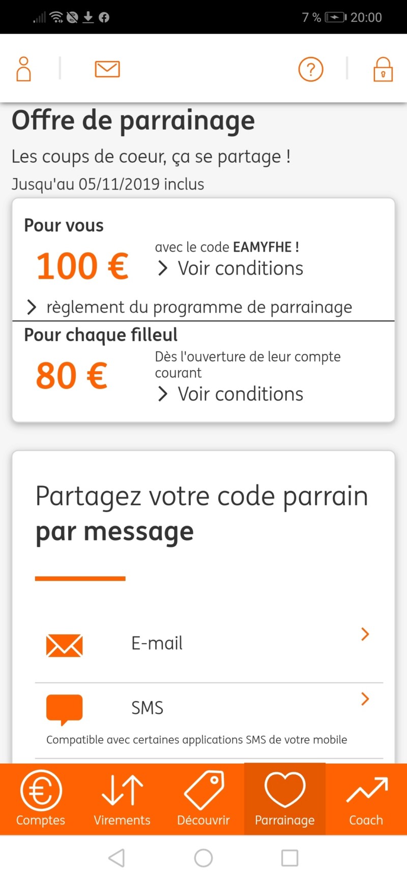 Les banque
Hello bank 80 pour vous
Ing 80euro pour vous
Boursorama 80 euro pour vous
Max rien à ouverture mes 15 euro par parrainage.
Monese 20euro plus 15 par parrainage 20191128