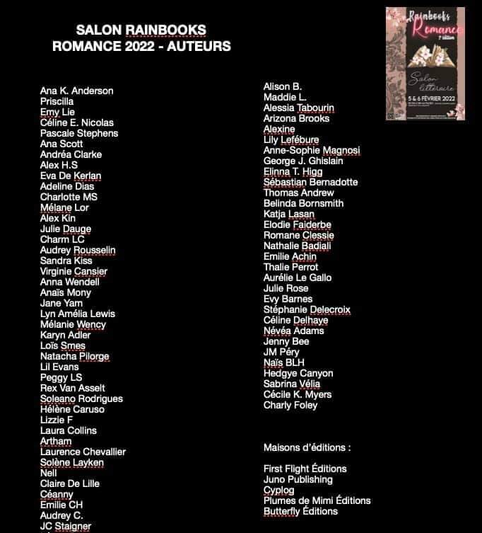 Rainbooks romance - 3ème édition - 5 & 6 février 2022 à Orchies 59 Salon210
