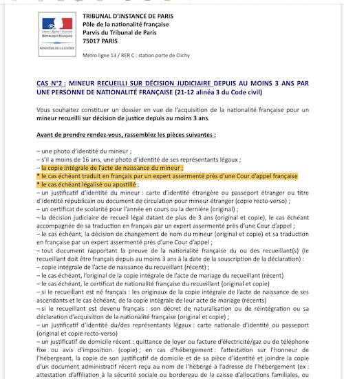 attestation de concordance de nom et nationalité française Screen11