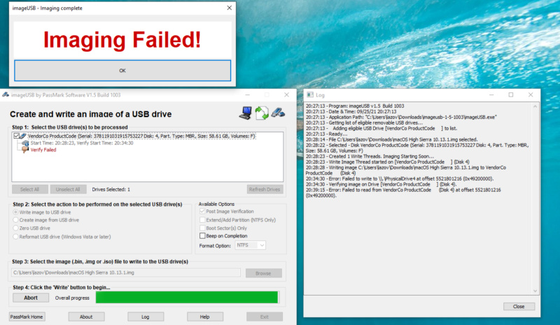 Problème installation clé MacOS Fail210