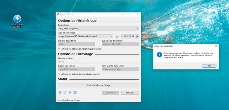 Problème installation clé MacOS Fail310