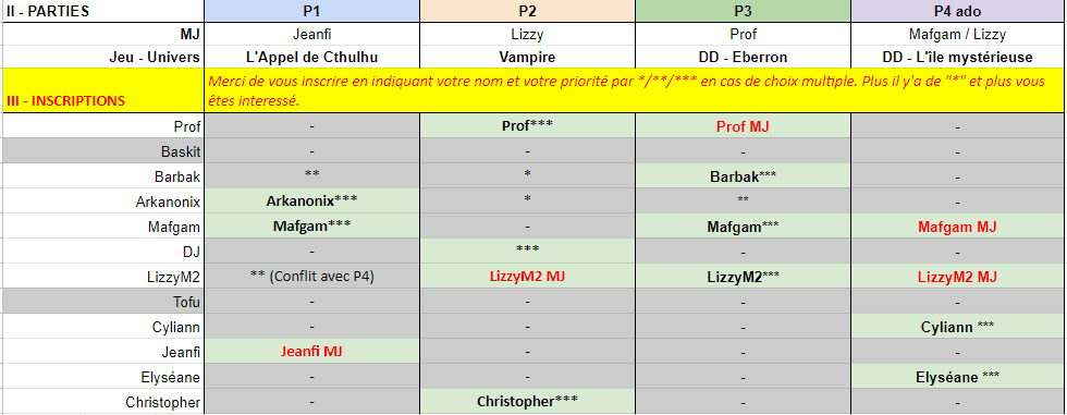 Calendrier et inscriptions pour les parties organisées janvier à juillet 2023 Inscri10