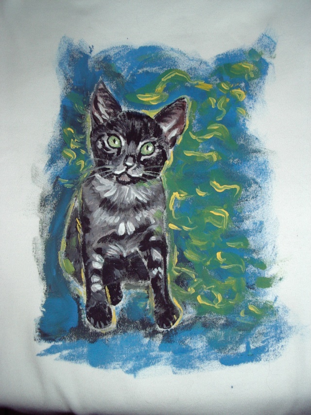 Peinture sur tissu, T-Shirts et autres personnalisés, pour aider nos chats 111_0110