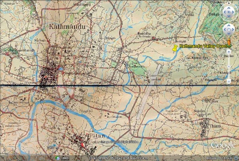 Overlay - Carte Topo - Vallée de Kathmandou - Népal Kath210