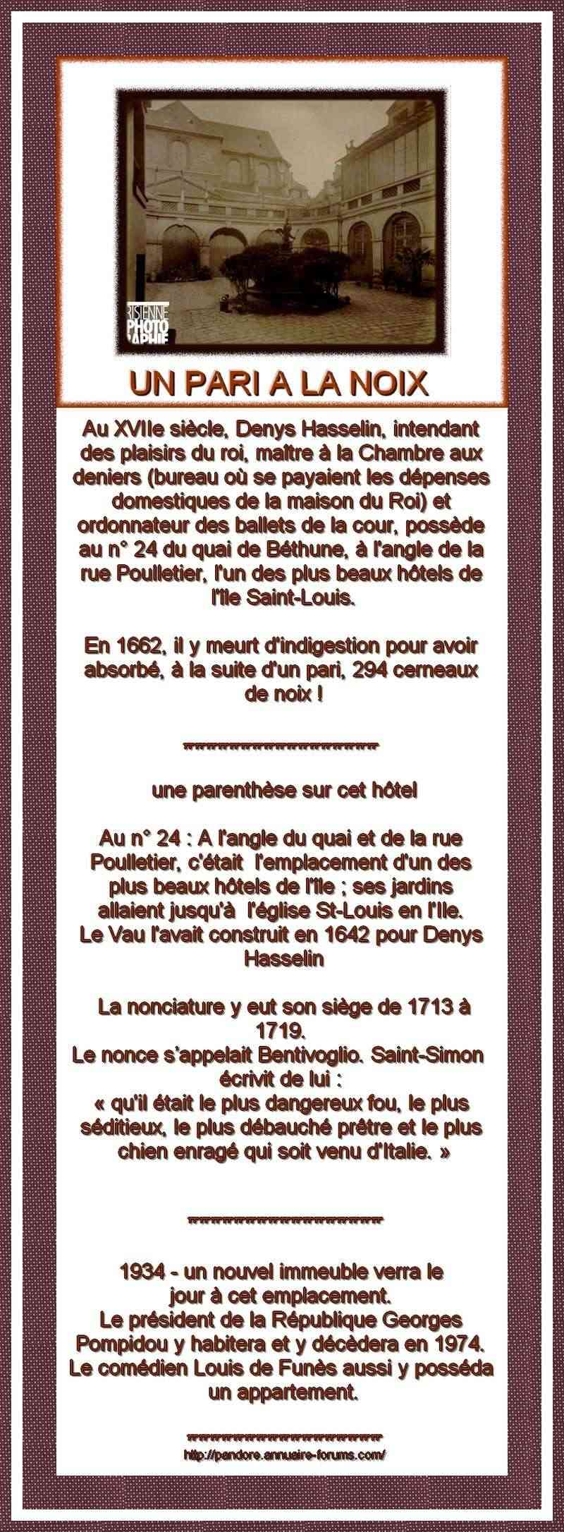 UN PARI A LA NOIX - DECES DE DENYS HASSELIN INTENDANT AUX PLAISIRS DU ROI 0144