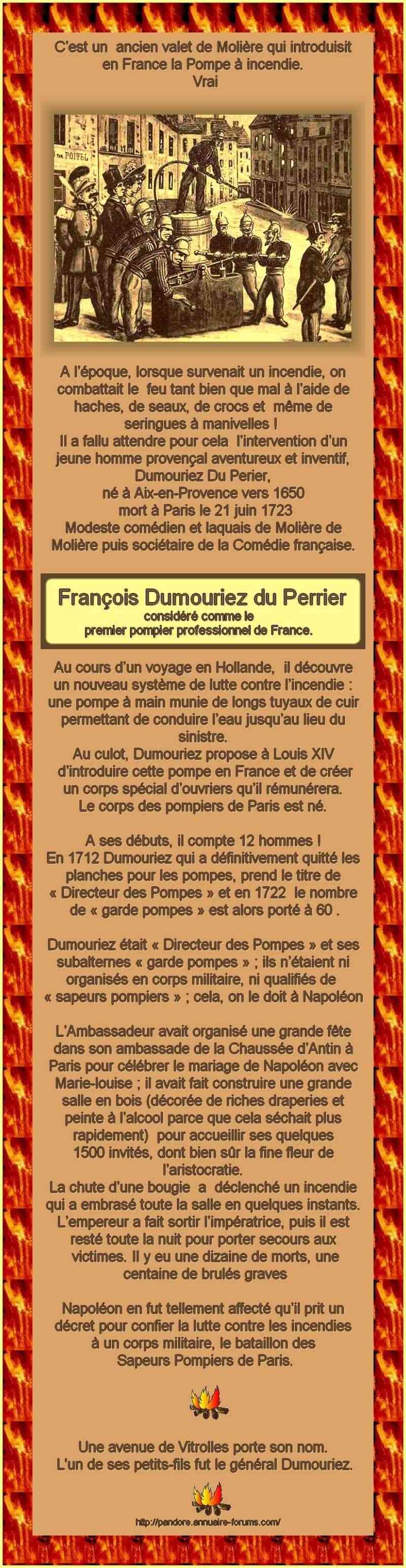 LA CREATION DU BATAILLON DES SAPEURS POMPIERS - FRANCOIS  DUMOURIEZ DU PERIER   159