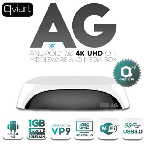 Receptor Qviart AG1 UHD 4K Android 7.0 – Preto/Branco Qviart11