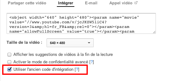 (#328) impossibilité d'intégrer le code d'insertion des vidéos youtube dans l'éditeur. A14