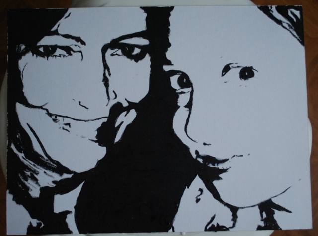 Ma cop et sa fille acrylique sur papier acrylique A4 Dsc_1113