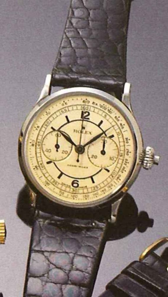 PIECE EXCEPTIONNELLE : TRES RARE Rolex chronograph 2 compteurs, anses articulées, référence 2705, numéro 38325,  acier des années 30; toute signée. - Page 2 3950410