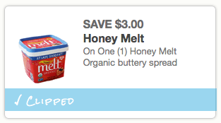 $3/1 Honey Melt Organic Buttery Spread Coupon = $.49 at Whole Foods Screen31