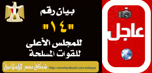 المجلس الأعلى للقوات المسلحة يصدر بيانه "الرابع عشر" Egypt110