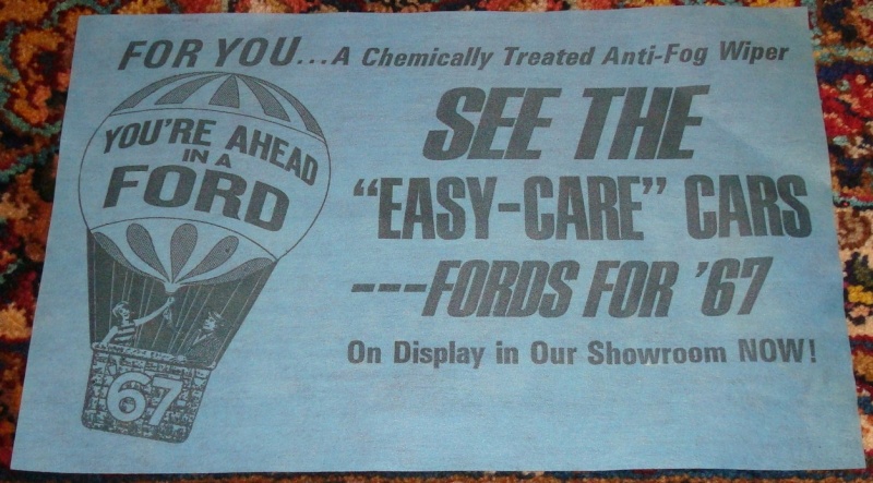 Article promotionnel de Ford en 1967 , Tissu anti-buée pour les vitres 1967_a11