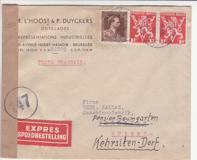 Curieux cachet postal Belge de 1945. _4_11