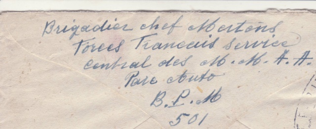 Lettre oblitérée Rueil-Malmaison - expéditeur du B.P.M. 501 - pour Anvers en 1945. _6_00010