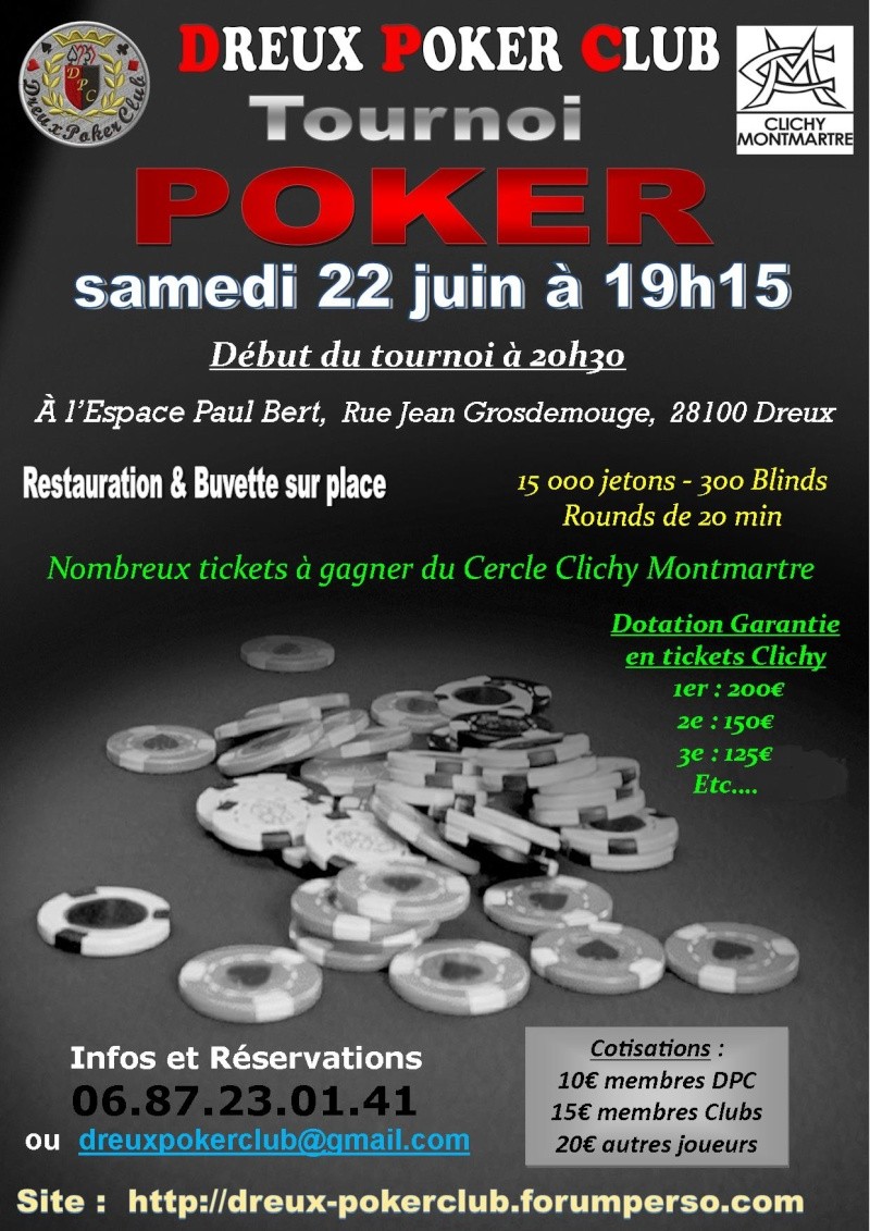 Tournoi Poker  Dreux le samedi 22 juin + belle dotation Affich12