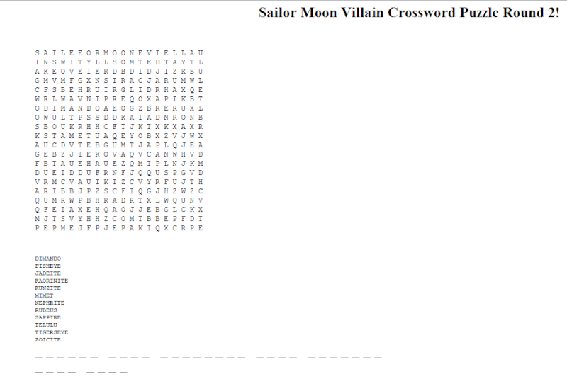 Sailor Moon Villain Crossword Round 2! Villai10