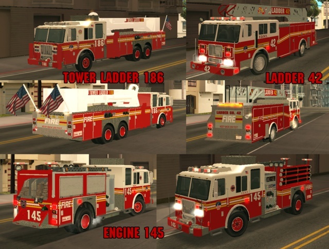 Véhicules pompiers :Los Angeles Fire Department & Fire Department New Yorks & BSPP 52096410