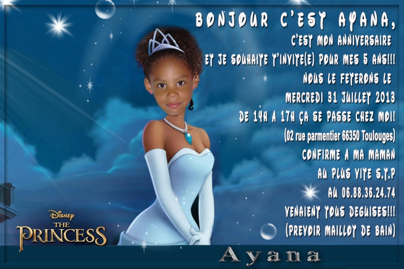 Carte invitation pour ma fille 5ans 10x15a11