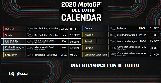 Gara Motogp del Lotto 2020 dal 15 al 19.09.2020 Calend13