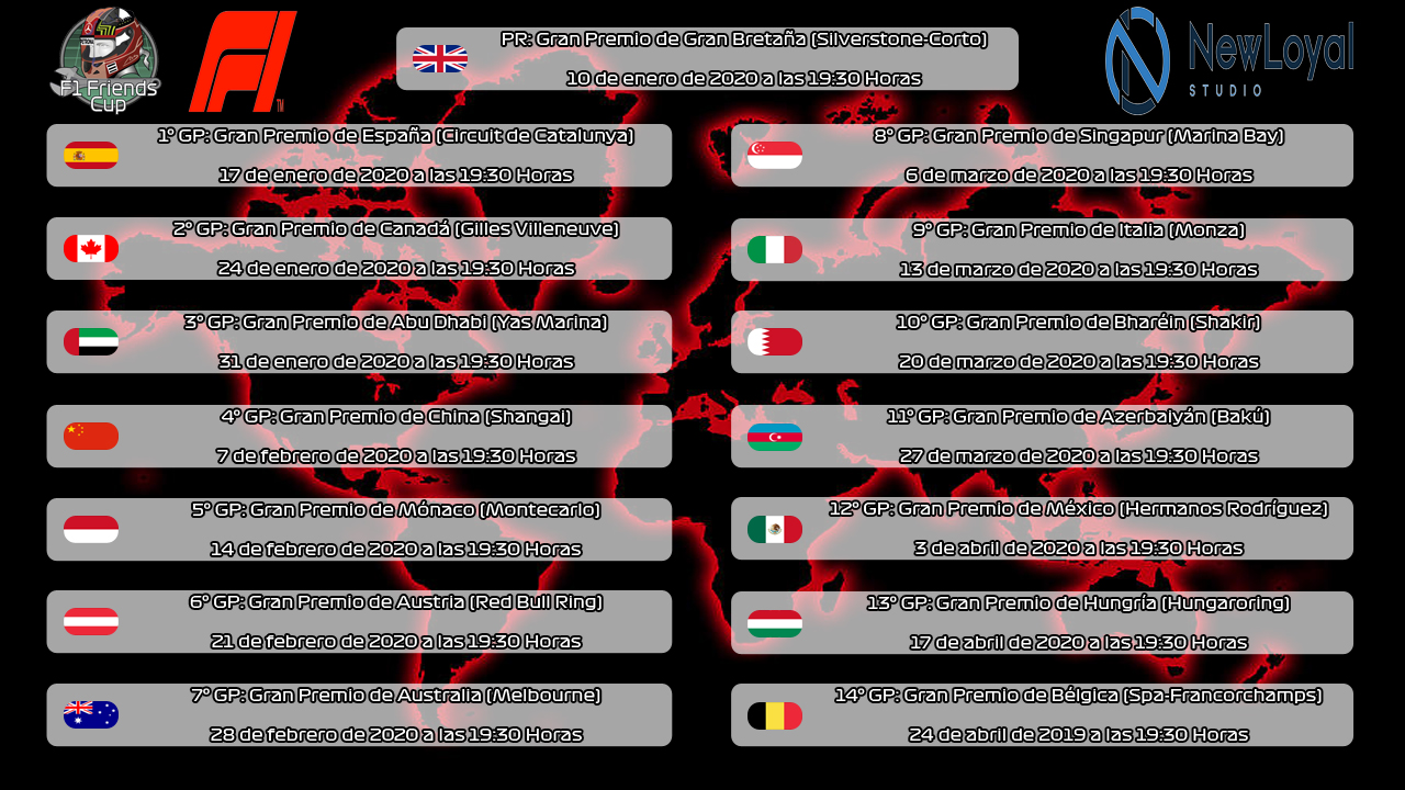 | F1 2019 T.XXIV | INFORMACIÓN, INSCRIPCIONES, FORMACIÓN DE EQUIPOS TEMPORADA XXIV - Página 2 Calend17