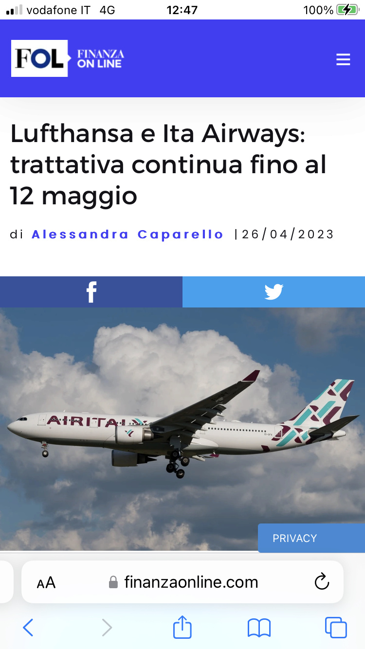 ITA  Airways - Anno zero - Pagina 8 0f196110