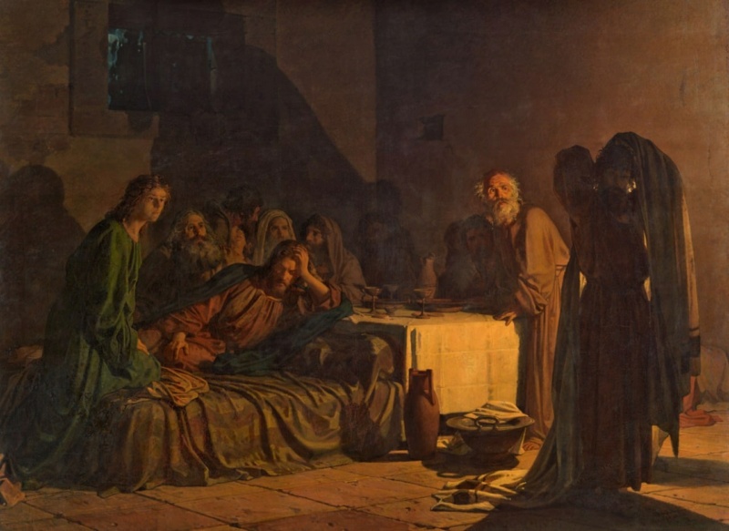 История картины:"Тайная вечеря", 1863 г.  Художник Николай Николаевич Ге (1831-1894) Phot1158