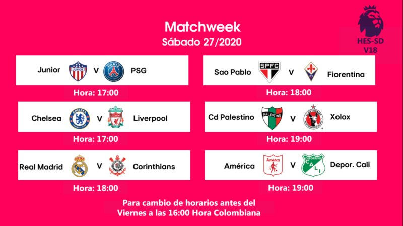 [HES-SDv18] Horarios J1 & J2 De Liga / Info Discord Sabado13