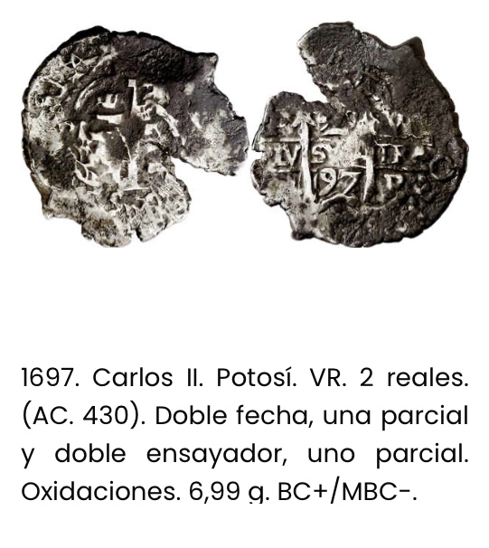 2 reales de Carlos II, 1697, Potosí. Img_4610