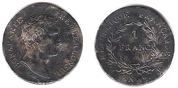 1 franc An 12 (1803-1804) Bonaparte Premier Consul  an 12  K 1f_bon11