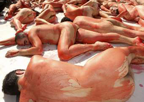 Des militants nus à Madrid contre le massacre des phoques Media_10