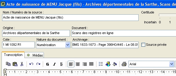 Numéro de référence des Sources erroné dans les fiches rédig 1115